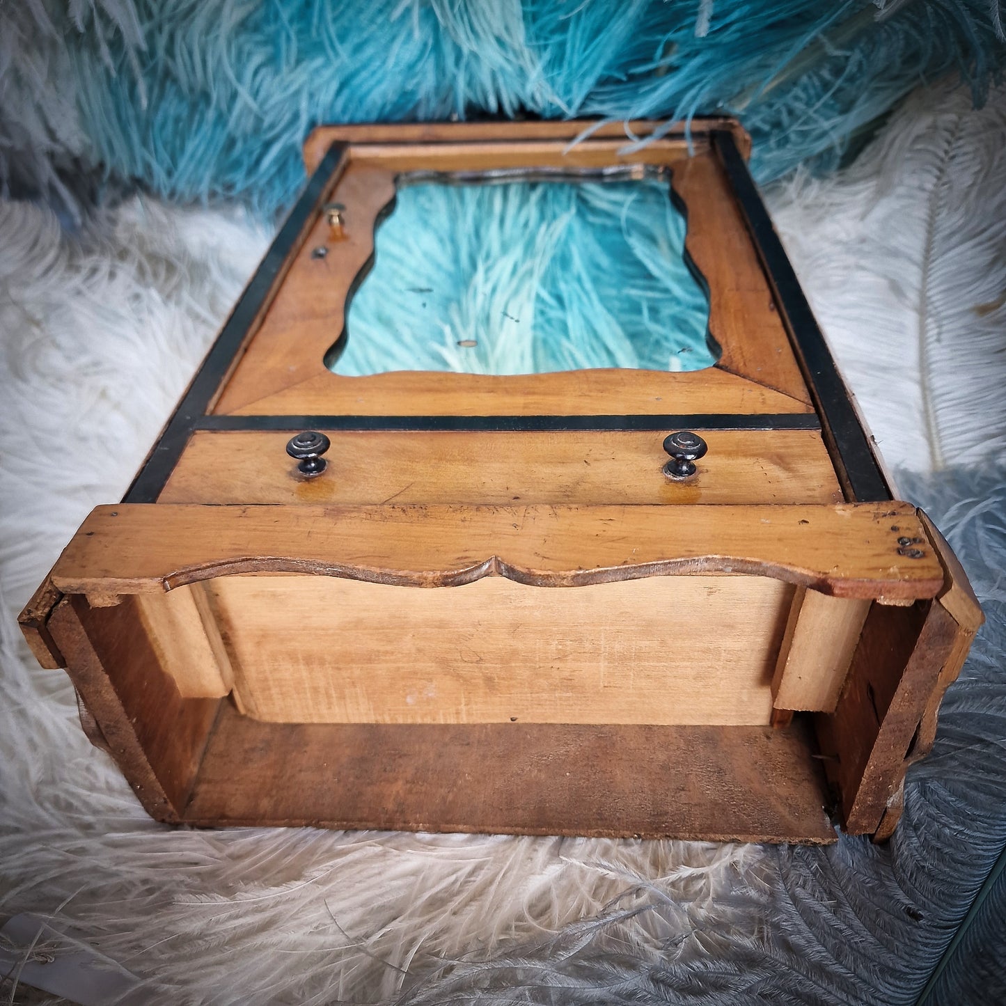 Antique French Mirror Doll Cabinet Furniture