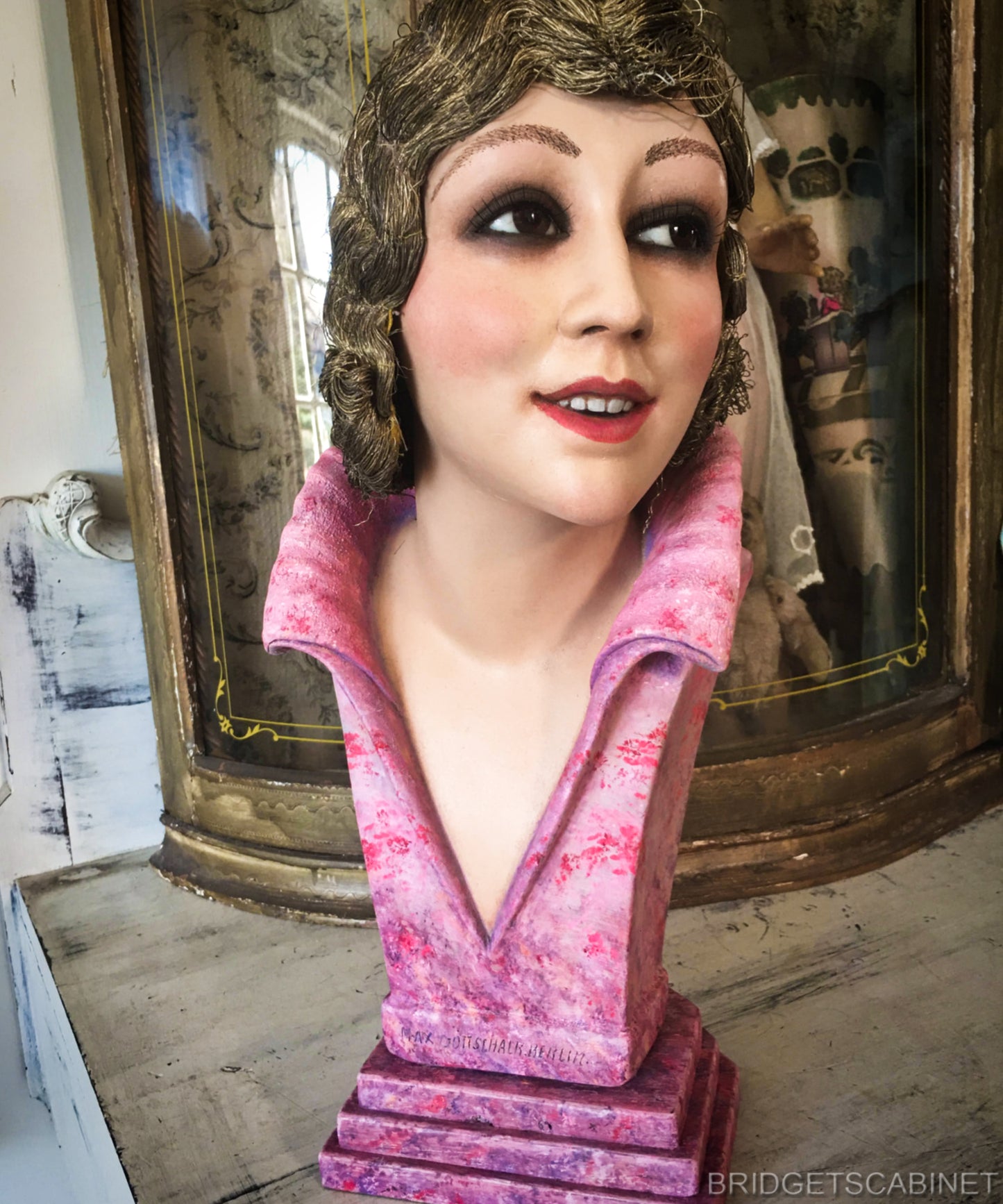 1920s French Wax Bust Pink Base