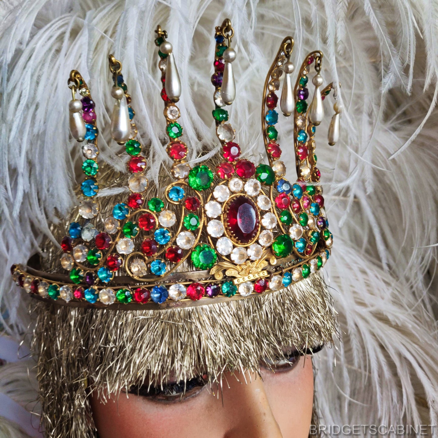 1920s Stage Rhinestone Crown Headdress