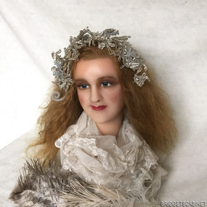 1900s French Wax Bust Red Human Hair