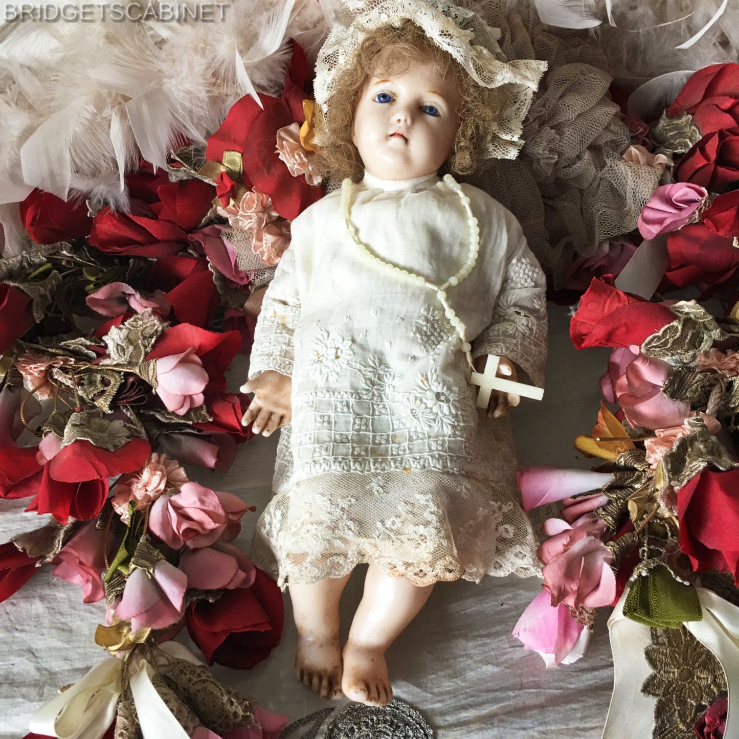 19th Century Wax Poured Baby Jesus Doll