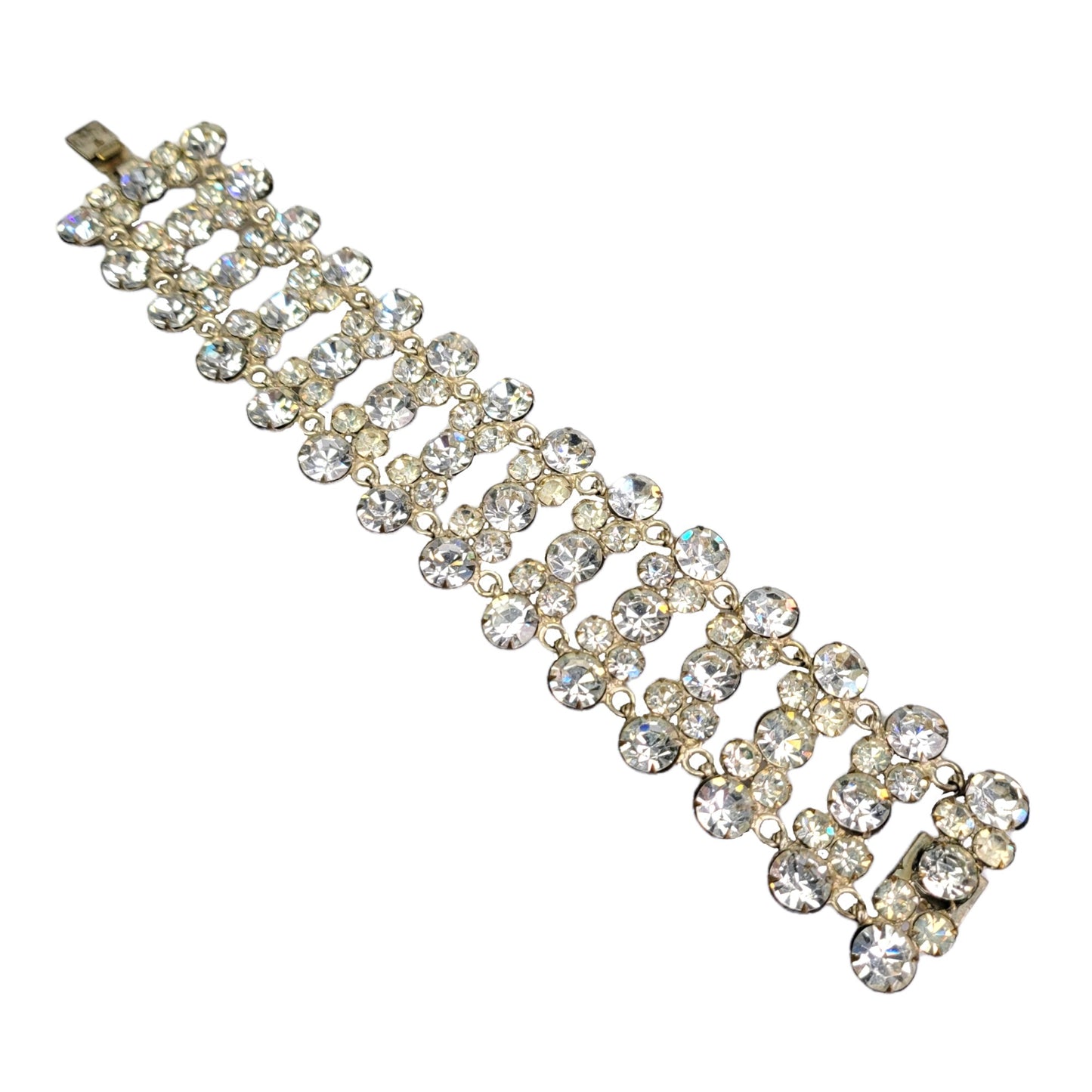Vintage Rhinestone Bracelet Crystal Flapper