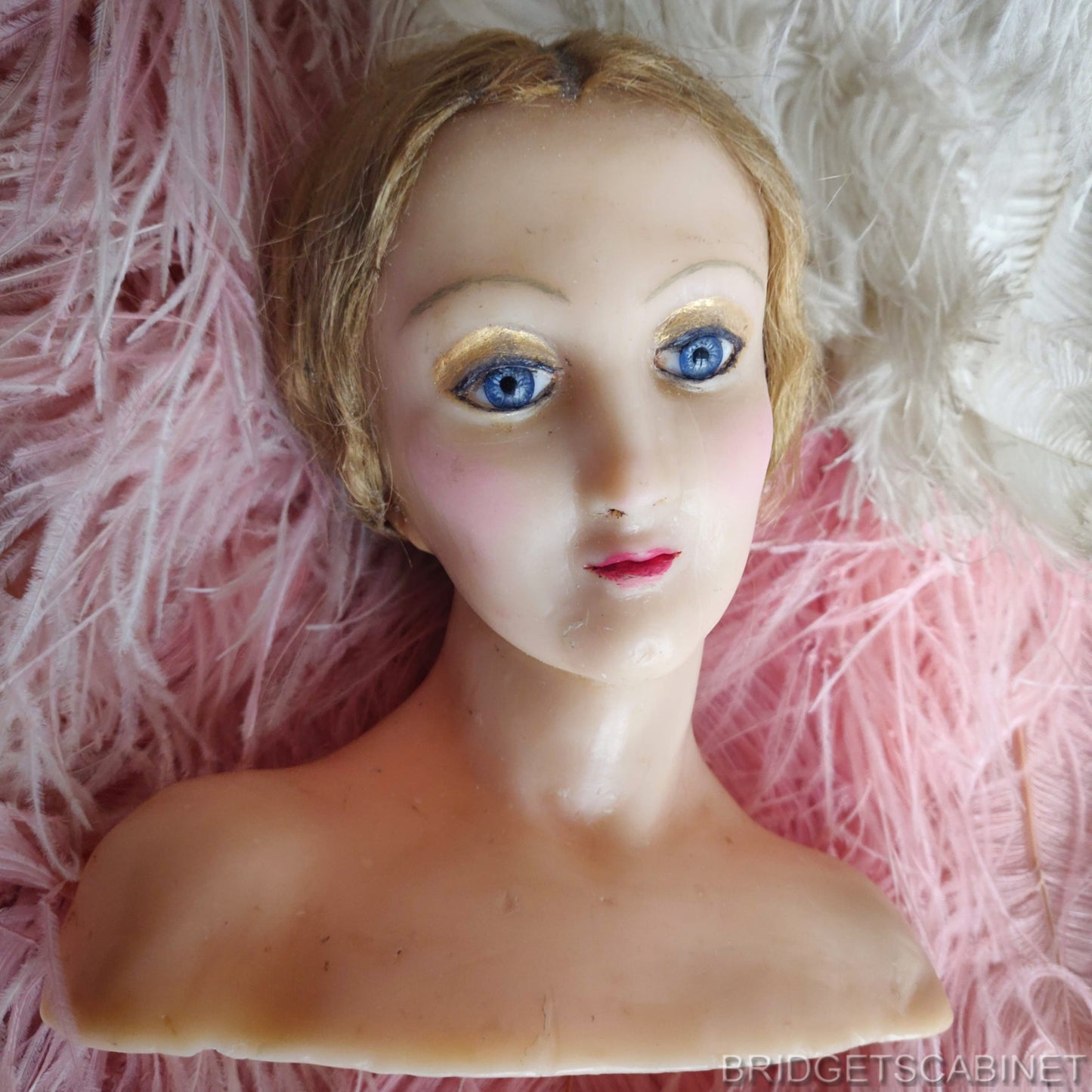 19th C, French Boudoir Miniatur Wax Mannequin Bust