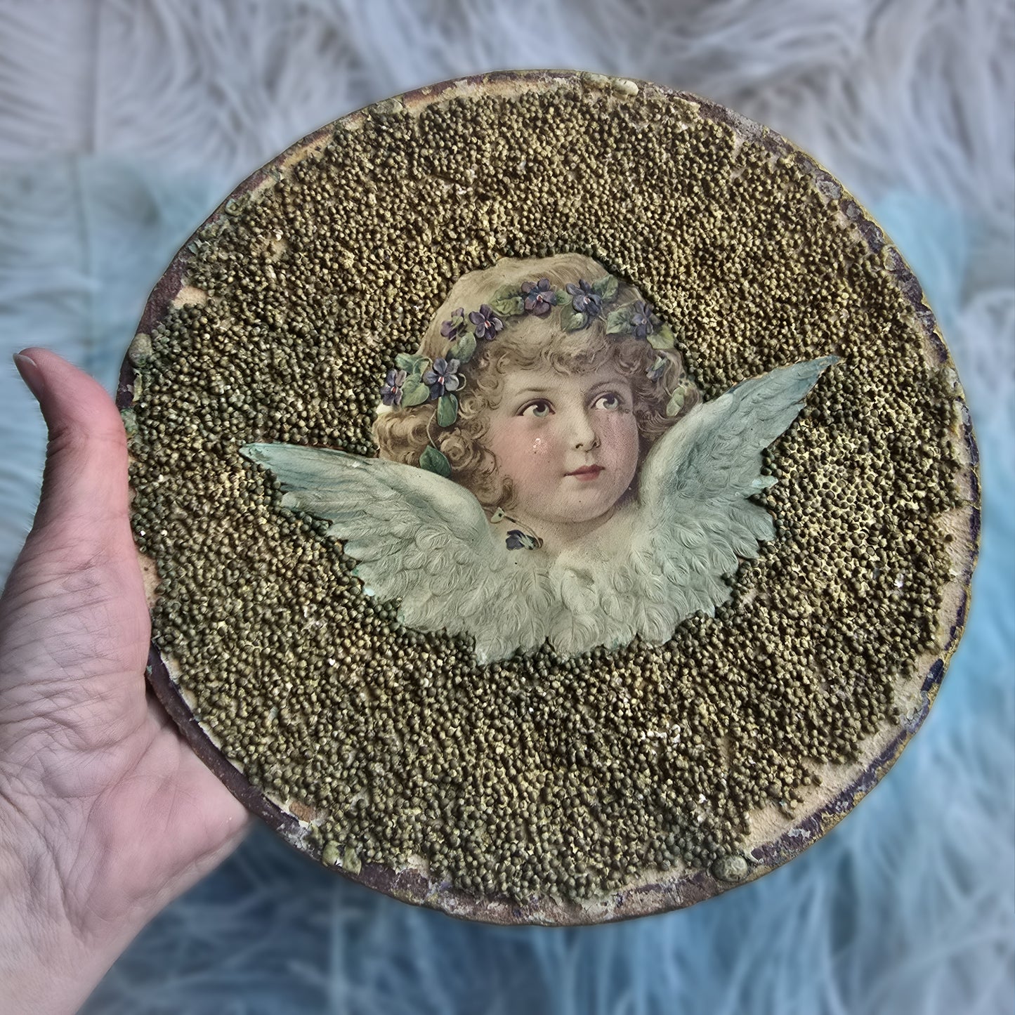 Pair of Unique French Folk Art Angel Plaques – Circa 1890