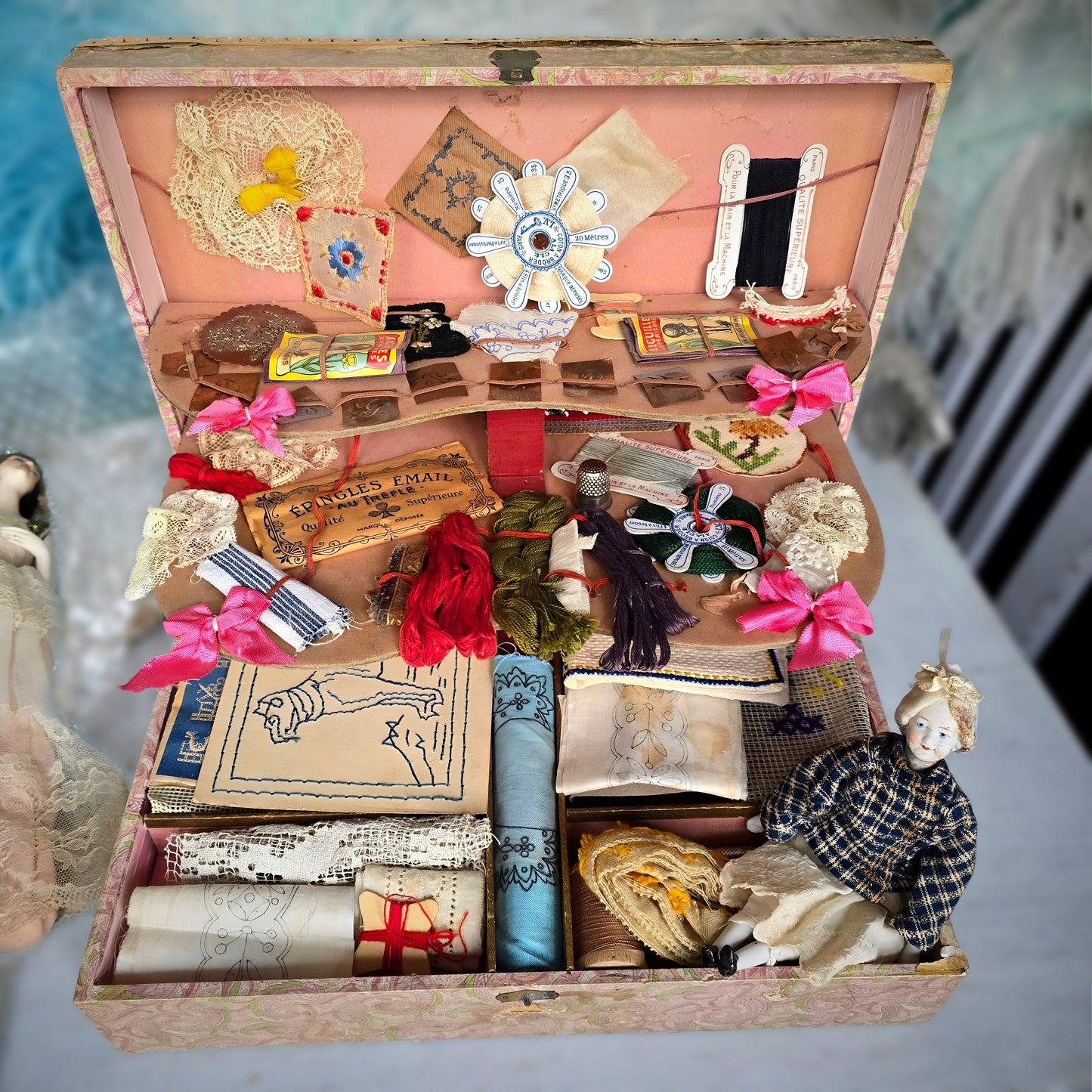Antique French Child’s Mercerie Sewing Box
