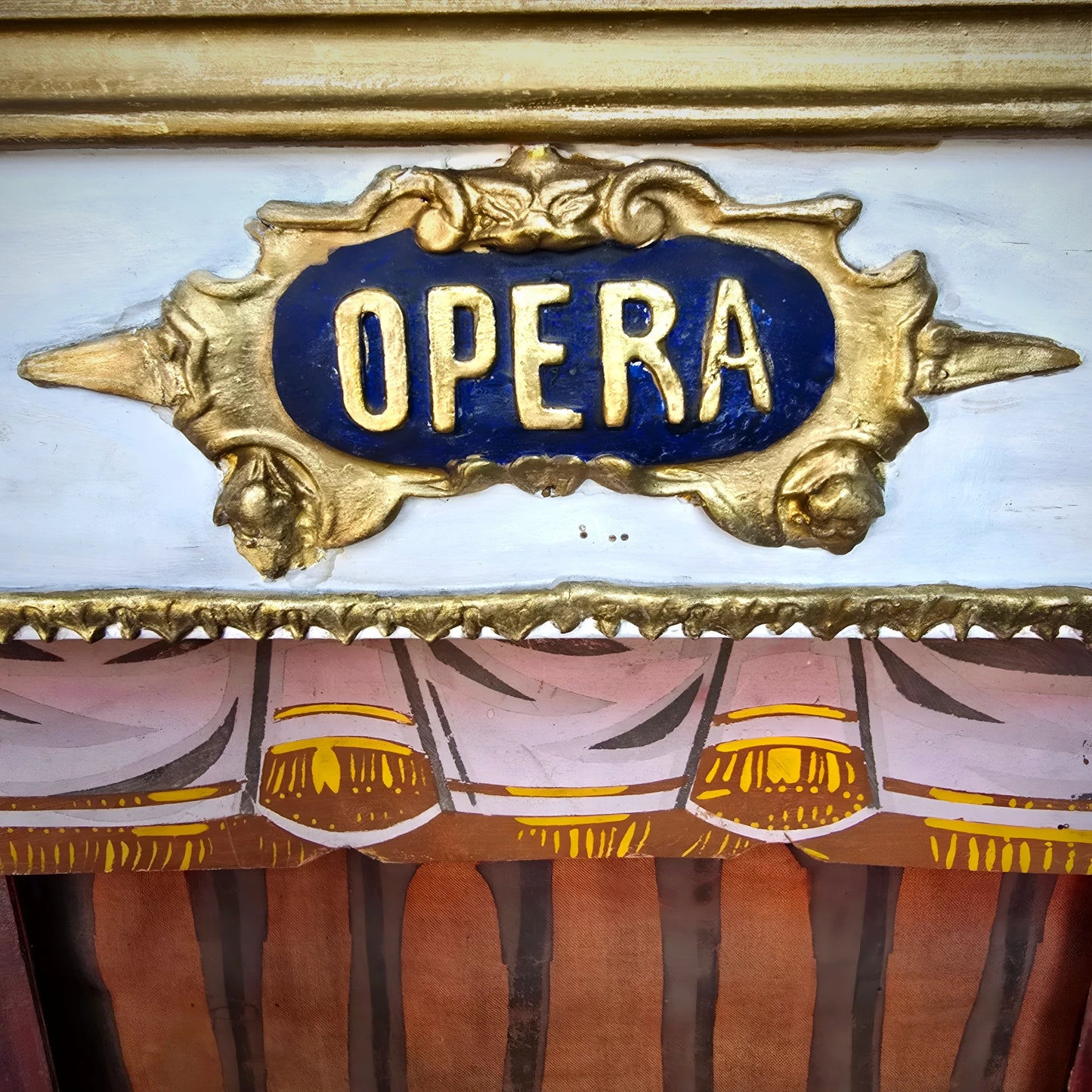 Rare Antique French Toy Opera Theater with Original Scenic Backdrop | Circa 1880–1900