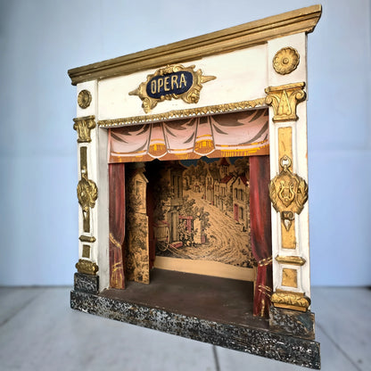 Rare Antique French Toy Opera Theater with Original Scenic Backdrop | Circa 1880–1900