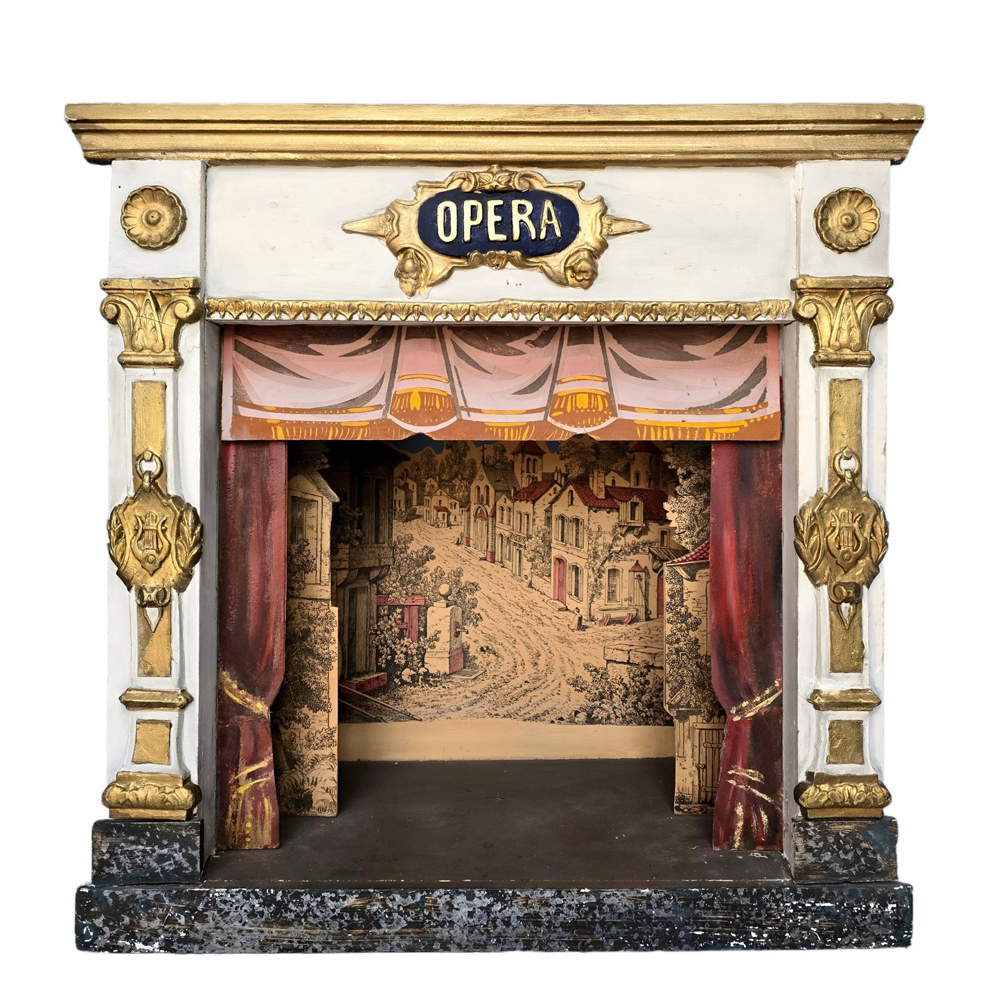 Rare Antique French Toy Opera Theater with Original Scenic Backdrop | Circa 1880–1900