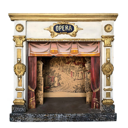Rare Antique French Toy Opera Theater with Original Scenic Backdrop | Circa 1880–1900