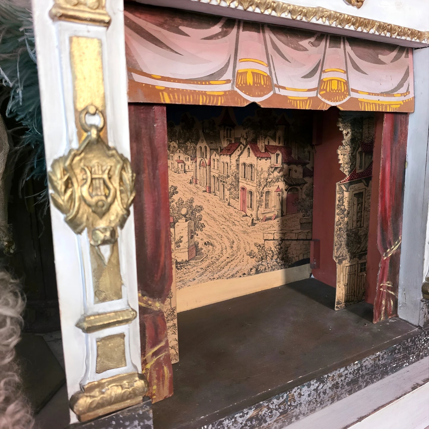 Rare Antique French Toy Opera Theater with Original Scenic Backdrop | Circa 1880–1900