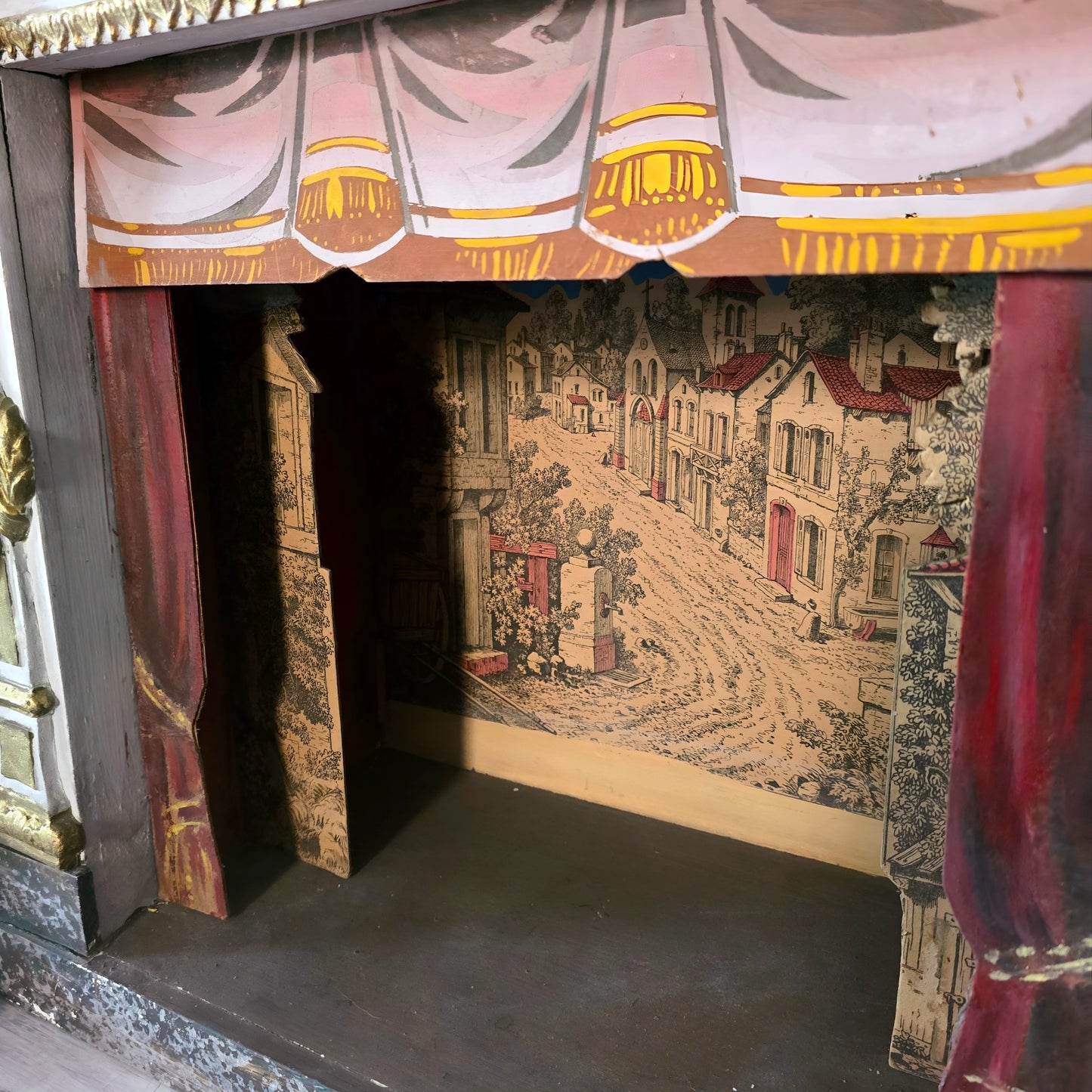 Rare Antique French Toy Opera Theater with Original Scenic Backdrop | Circa 1880–1900