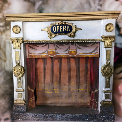 Rare Antique French Toy Opera Theater with Original Scenic Backdrop | Circa 1880–1900