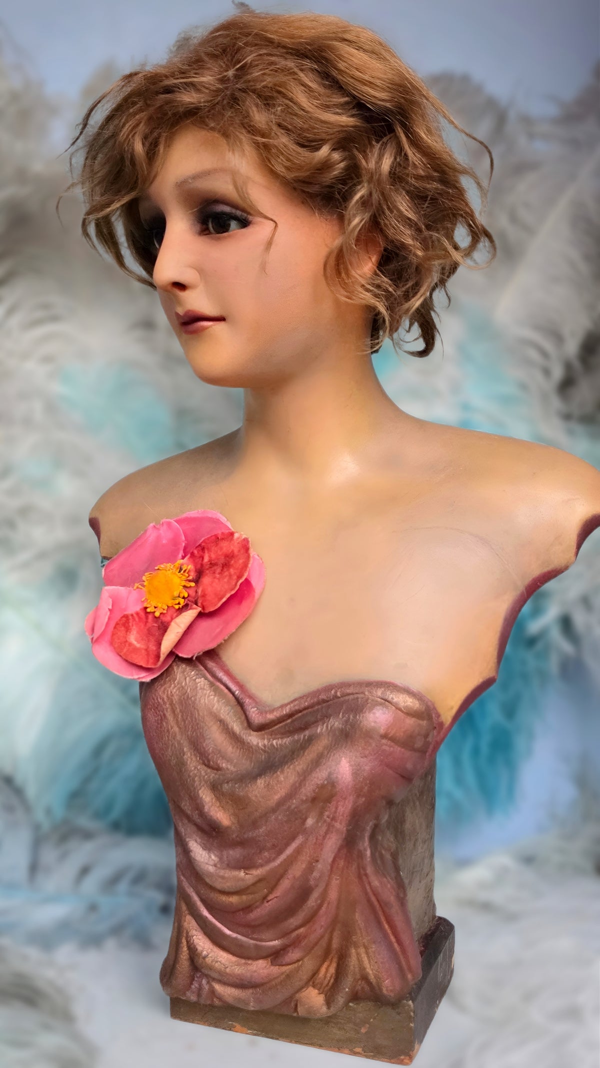 1920s French Wax Bust – An Elegant Beauty from the Art Deco Era
