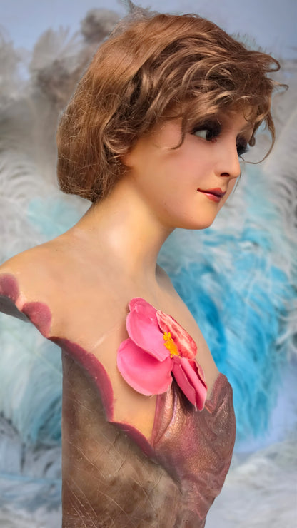 1920s French Wax Bust – An Elegant Beauty from the Art Deco Era