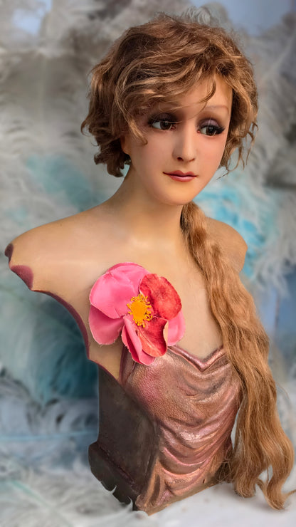 1920s French Wax Bust – An Elegant Beauty from the Art Deco Era