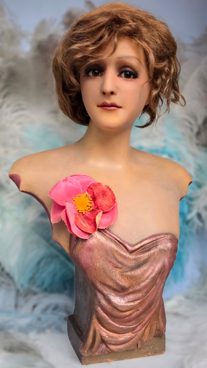 1920s French Wax Bust – An Elegant Beauty from the Art Deco Era