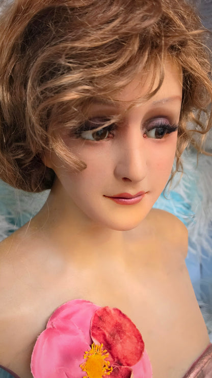 1920s French Wax Bust – An Elegant Beauty from the Art Deco Era