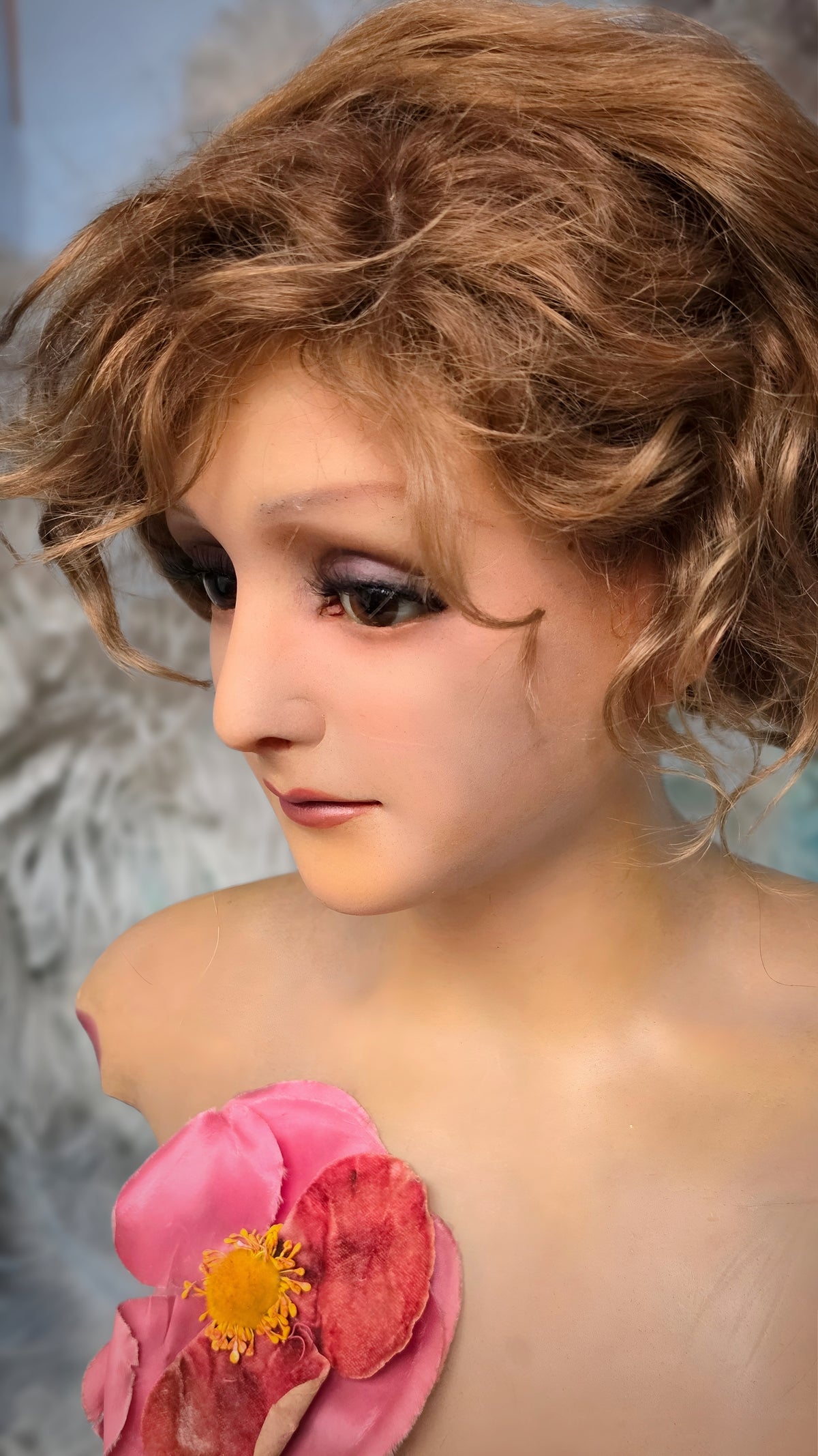 1920s French Wax Bust – An Elegant Beauty from the Art Deco Era