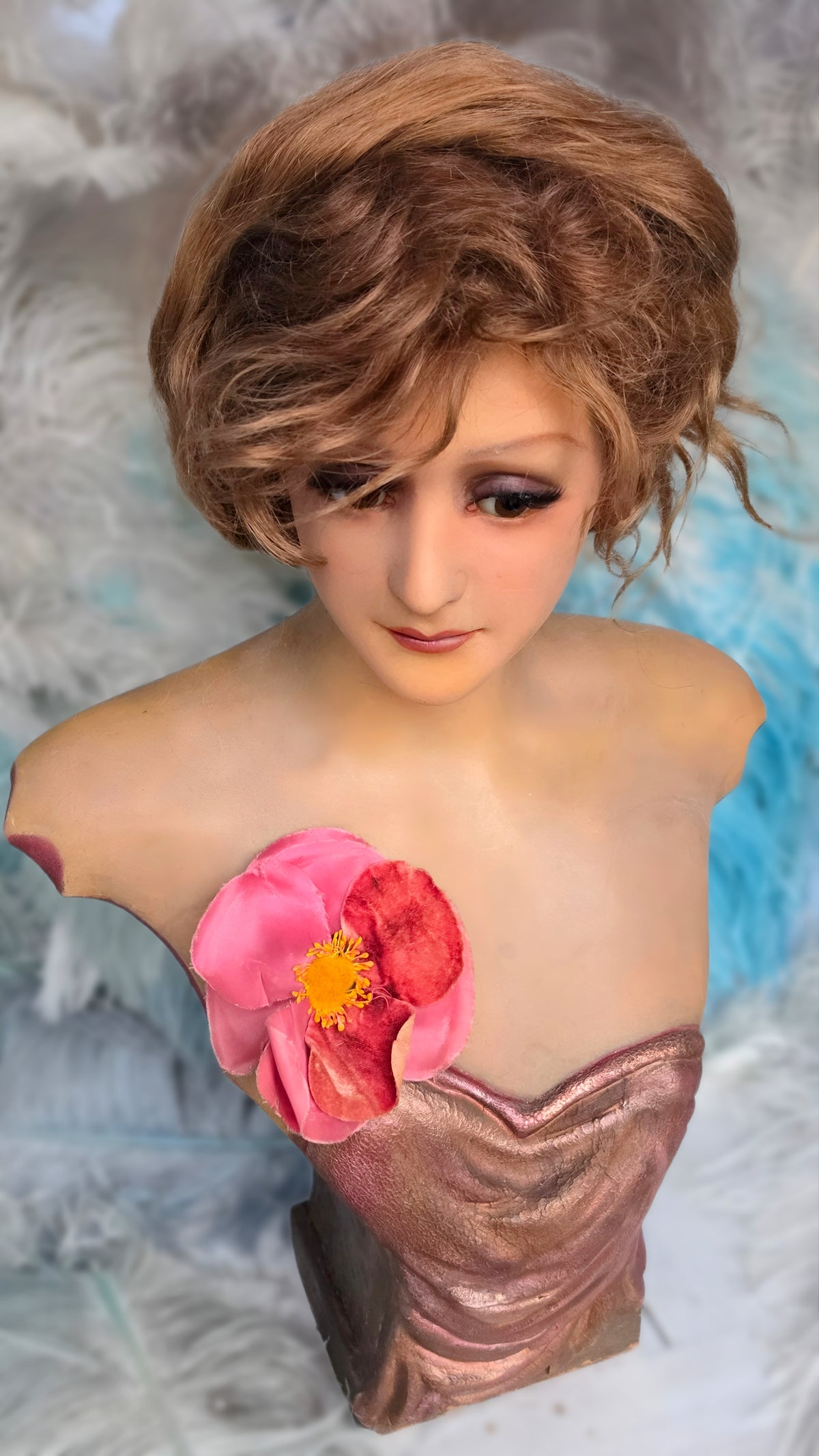 1920s French Wax Bust – An Elegant Beauty from the Art Deco Era