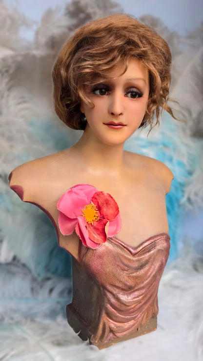 1920s French Wax Bust – An Elegant Beauty from the Art Deco Era