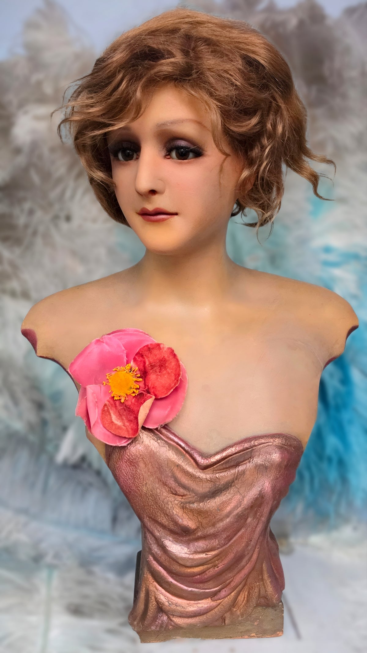 1920s French Wax Bust – An Elegant Beauty from the Art Deco Era