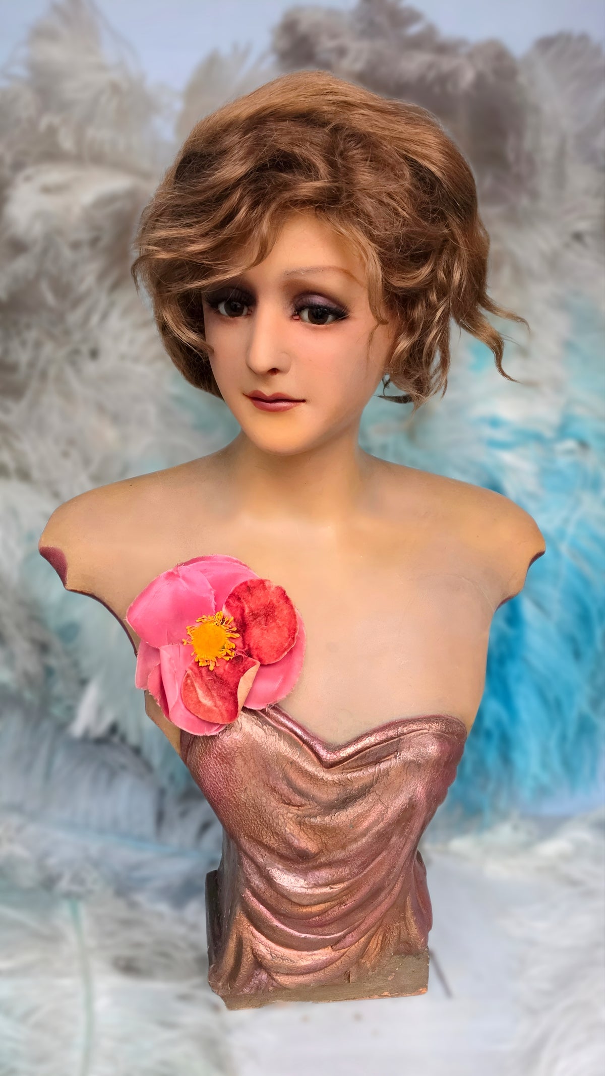 1920s French Wax Bust – An Elegant Beauty from the Art Deco Era