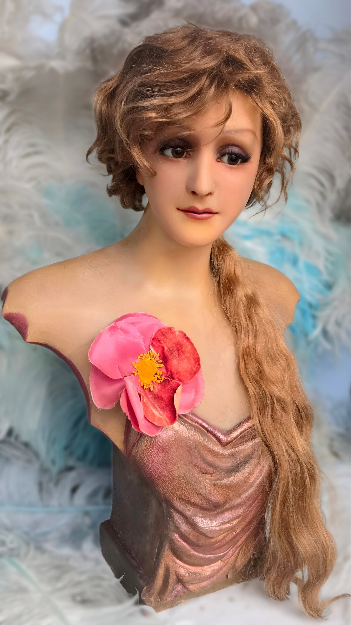 1920s French Wax Bust – An Elegant Beauty from the Art Deco Era
