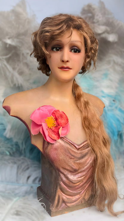 1920s French Wax Bust – An Elegant Beauty from the Art Deco Era