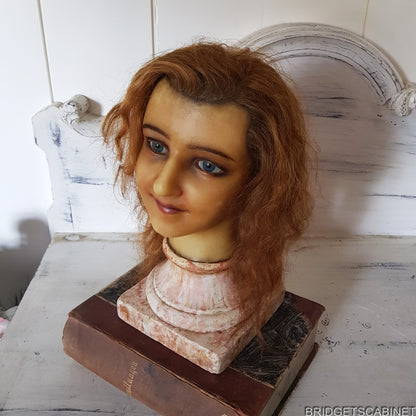 1900s French Wax Girl Bust