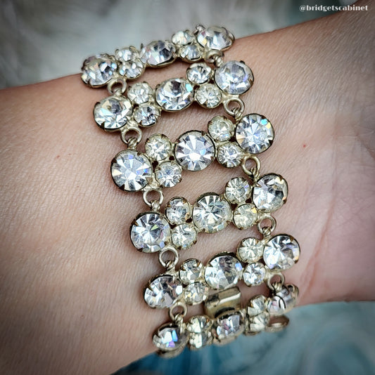 Vintage Rhinestone Bracelet Crystal Flapper
