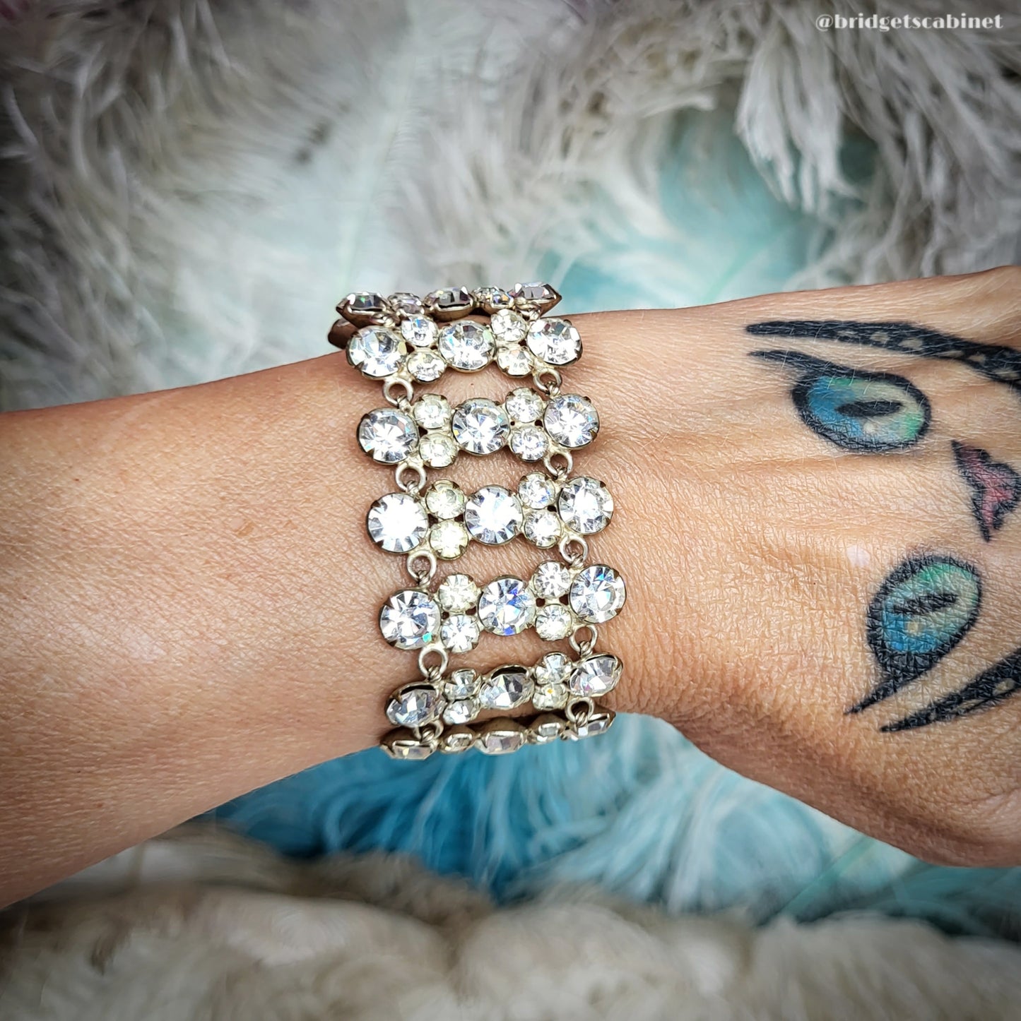 Vintage Rhinestone Bracelet Crystal Flapper