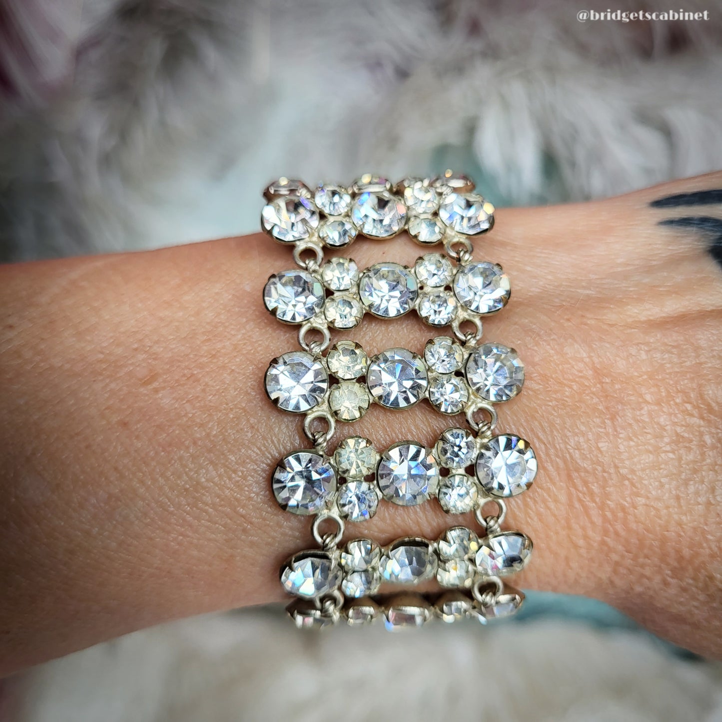 Vintage Rhinestone Bracelet Crystal Flapper