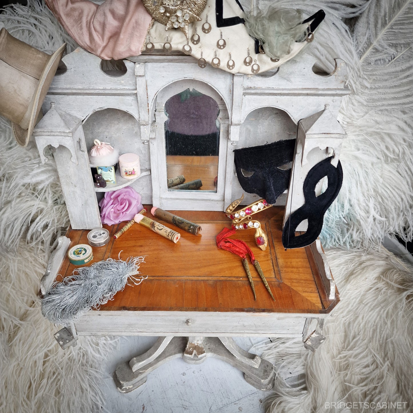 Antique French Fashion Doll Display Cabinet