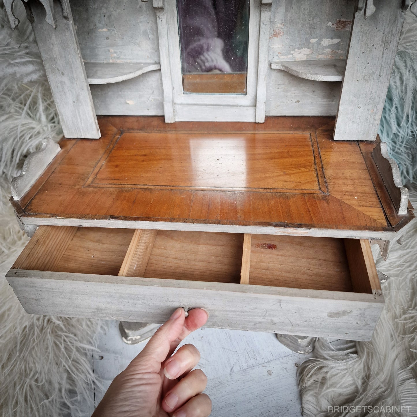Antique French Fashion Doll Display Cabinet