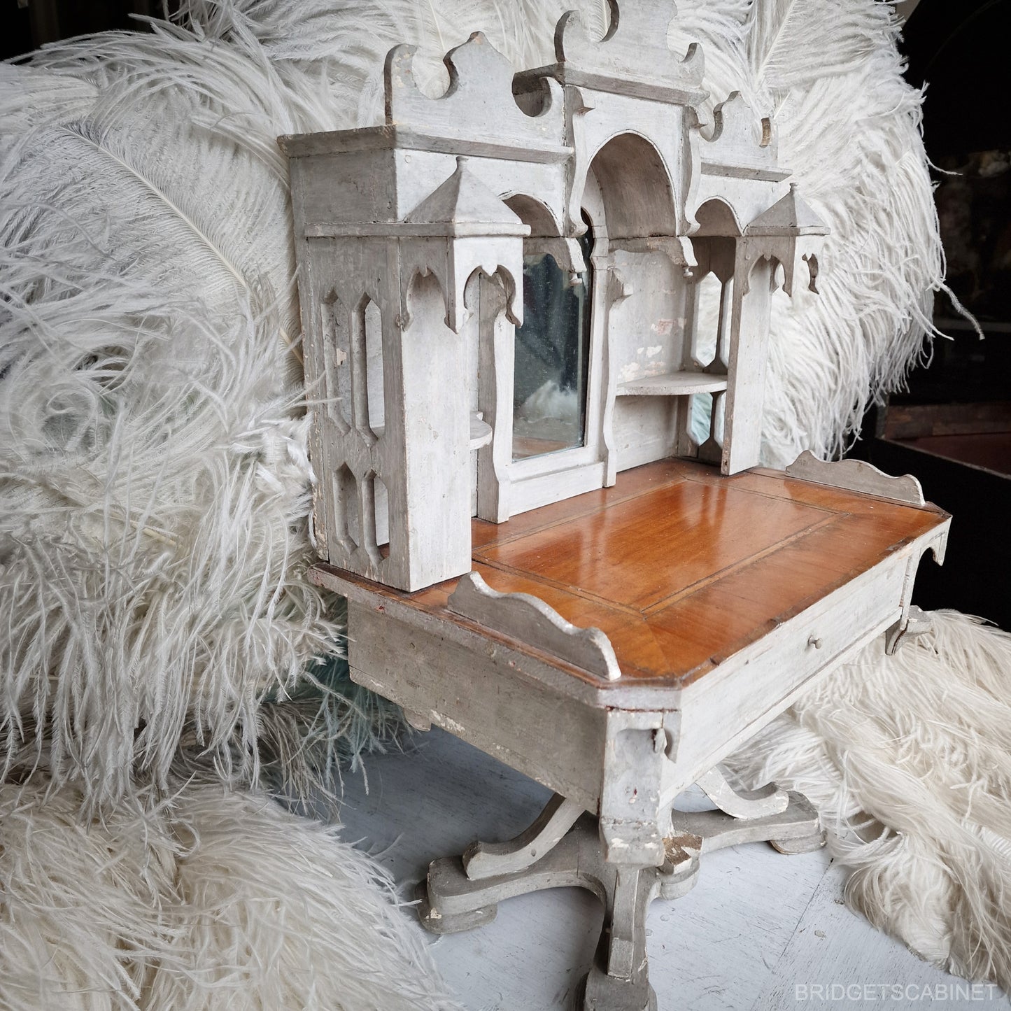 Antique French Fashion Doll Display Cabinet