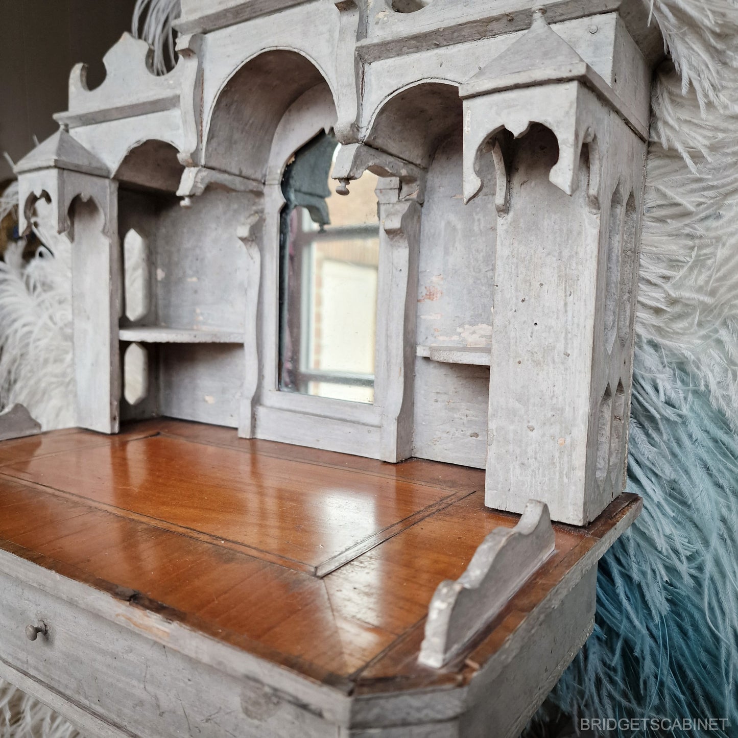Antique French Fashion Doll Display Cabinet