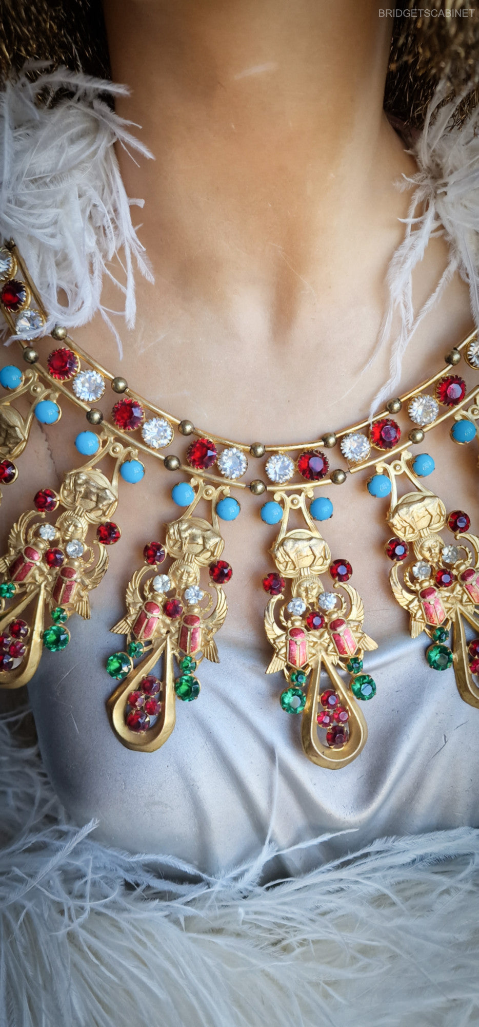 Antique French Scarab Necklace Stage Theater