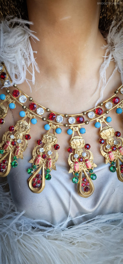 Antique French Scarab Necklace Stage Theater