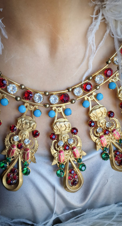 Antique French Scarab Necklace Stage Theater