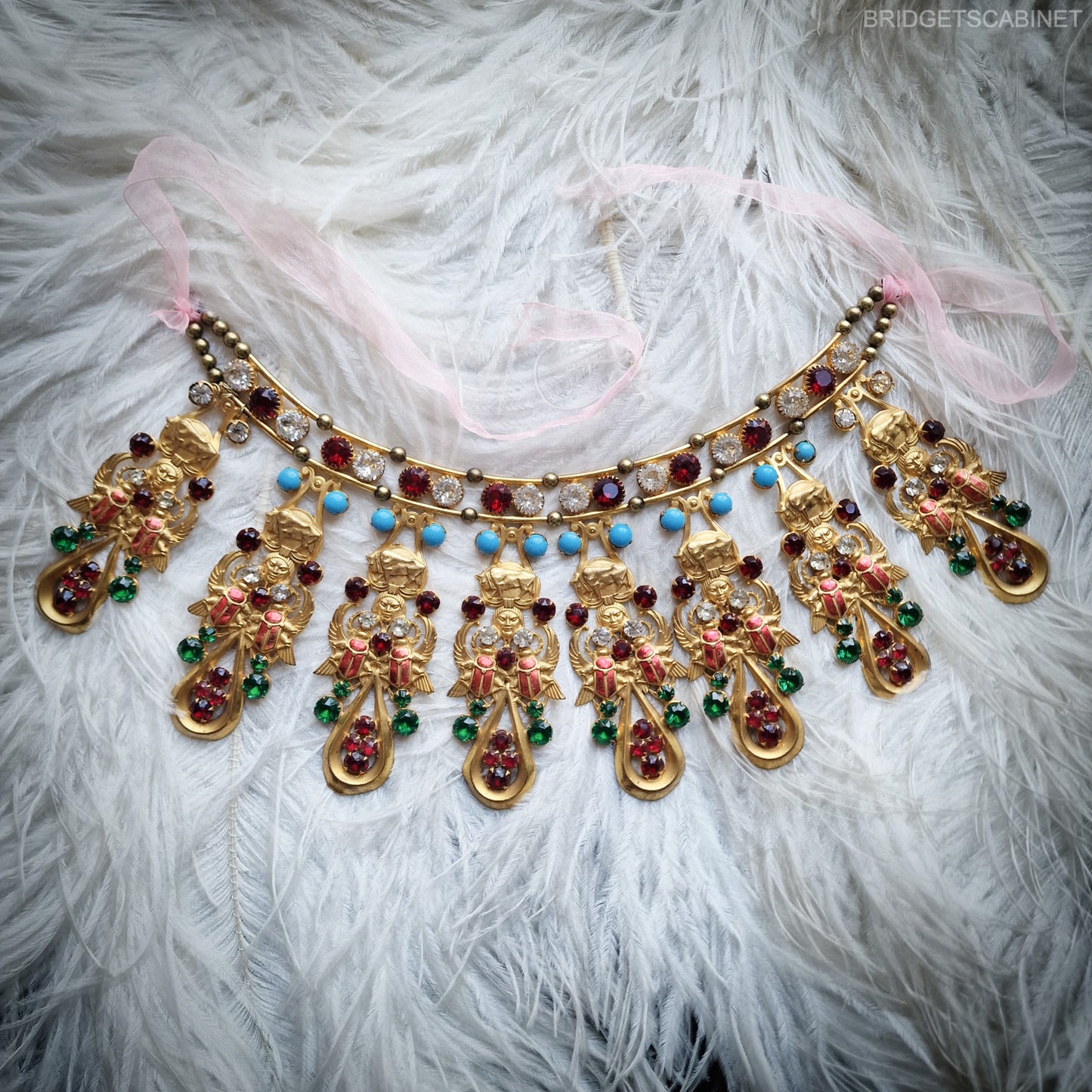 Antique French Scarab Necklace Stage Theater