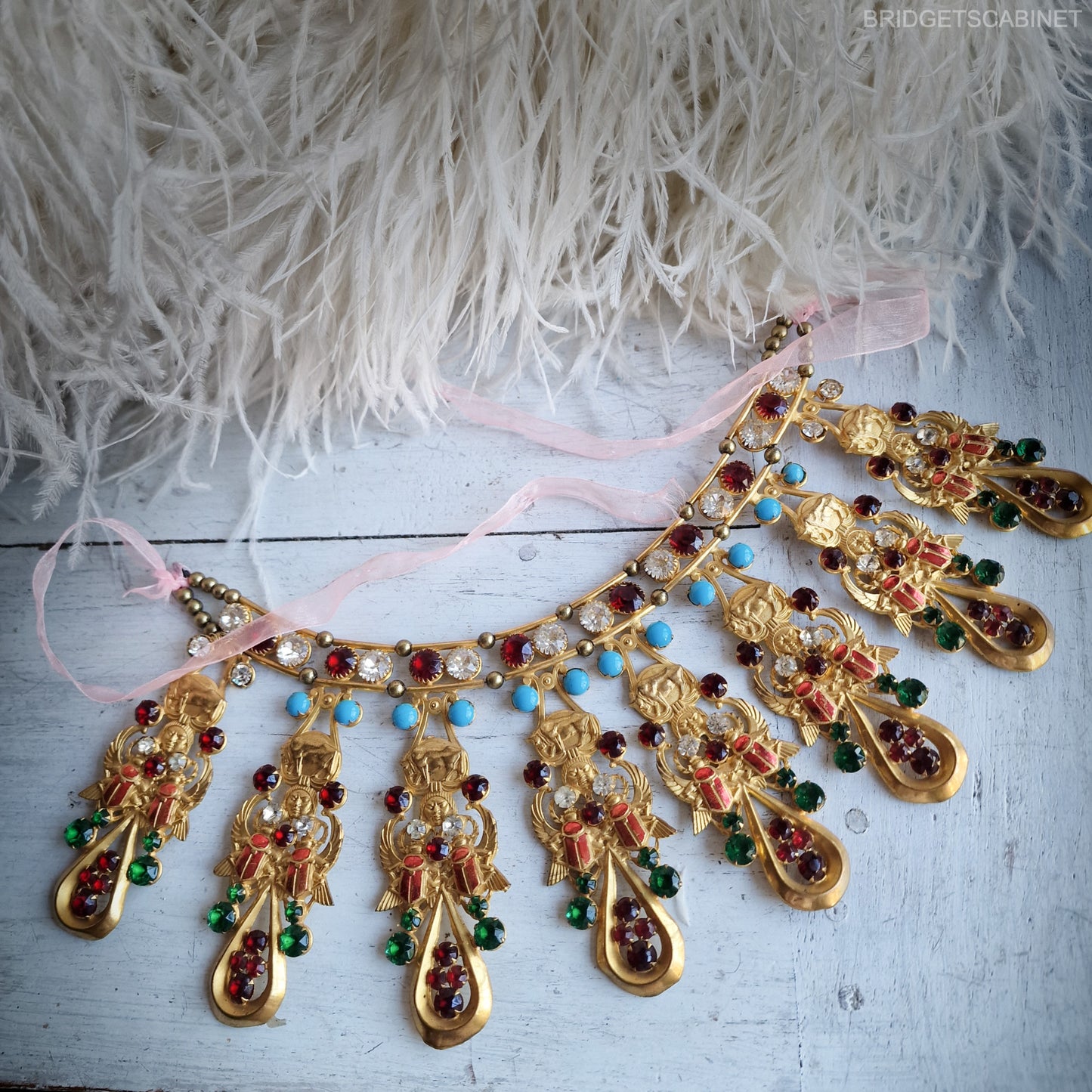 Antique French Scarab Necklace Stage Theater