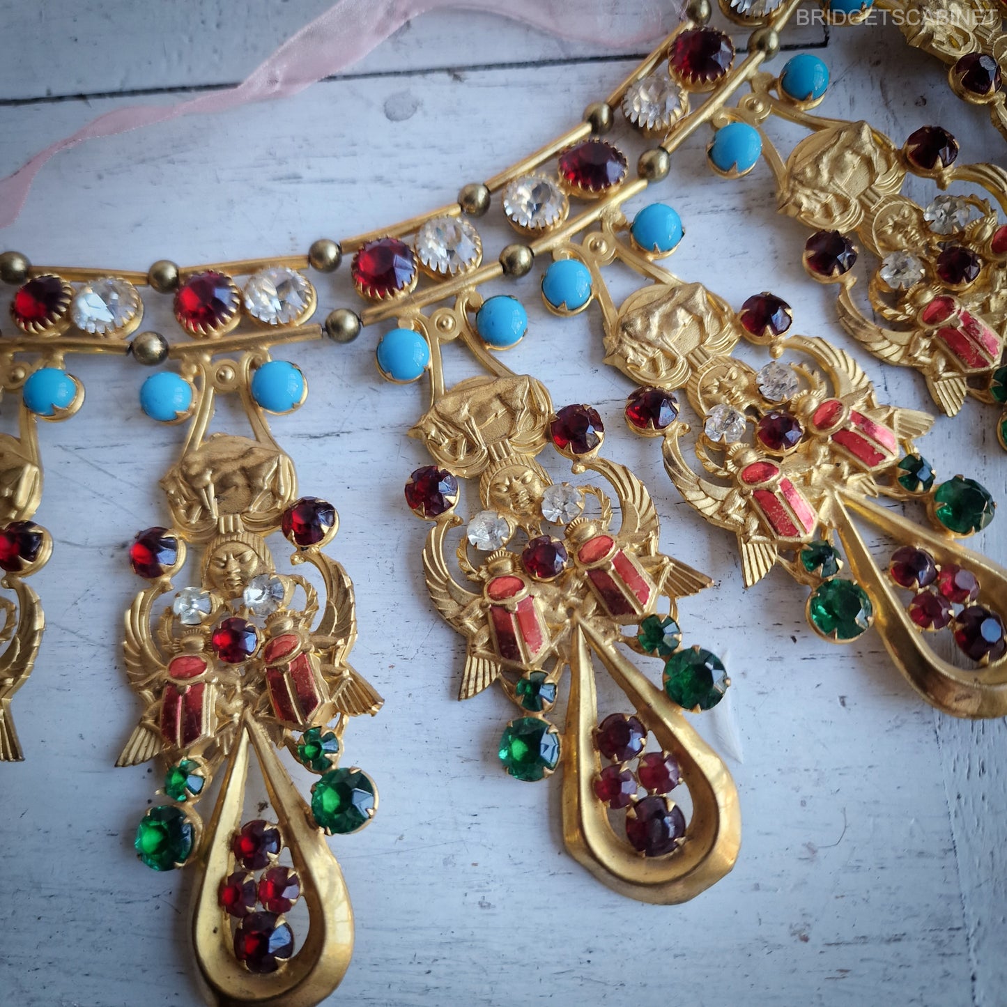Antique French Scarab Necklace Stage Theater