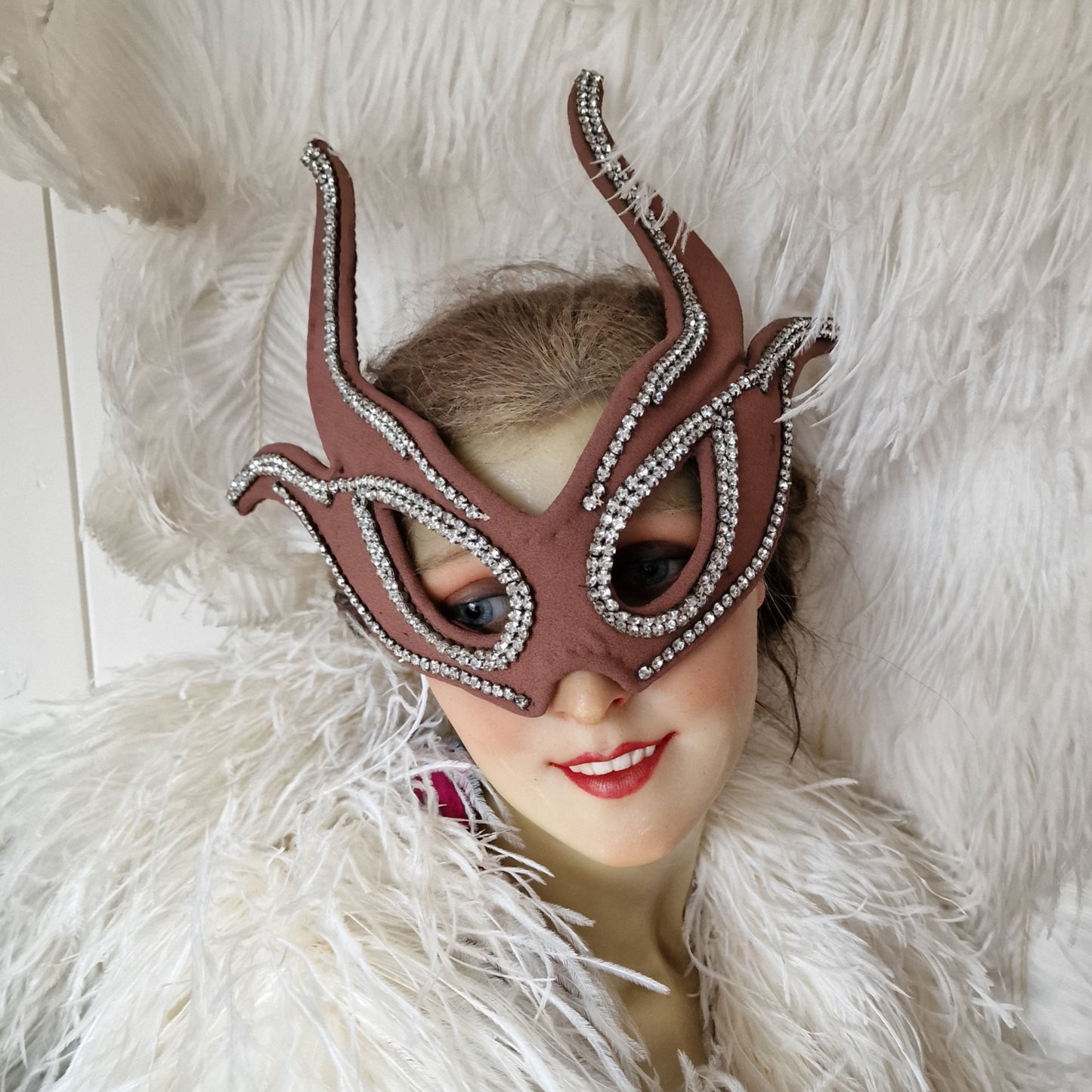 Original French Vintage Stage Mask Theater Rhinestones