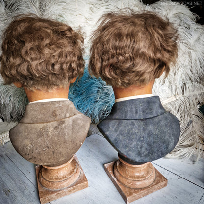 Set of 2 Rare 1920s Male P. Imans Wax Busts