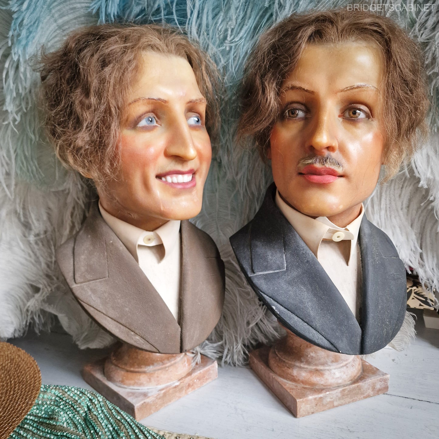 Set of 2 Rare 1920s Male P. Imans Wax Busts