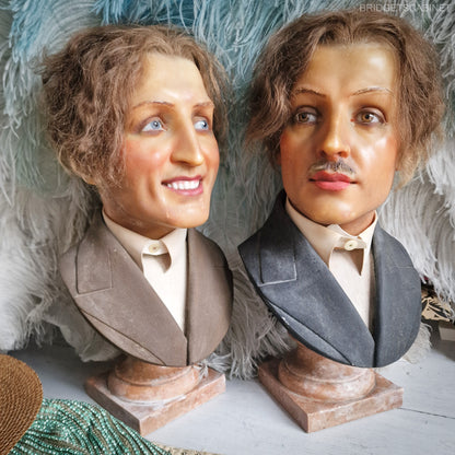 Set of 2 Rare 1920s Male P. Imans Wax Busts