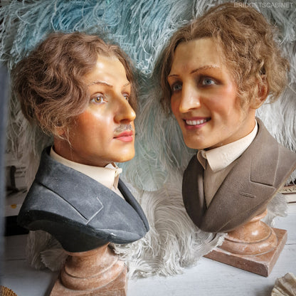 Set of 2 Rare 1920s Male P. Imans Wax Busts
