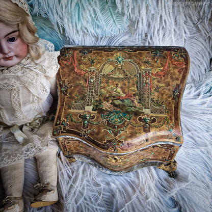 Antique Vernis Martin Doll Cabinet