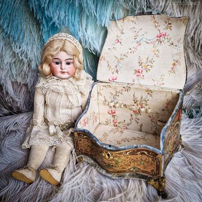 Antique Vernis Martin Doll Cabinet