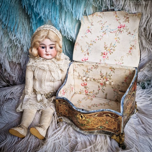 Antique Vernis Martin Doll Cabinet